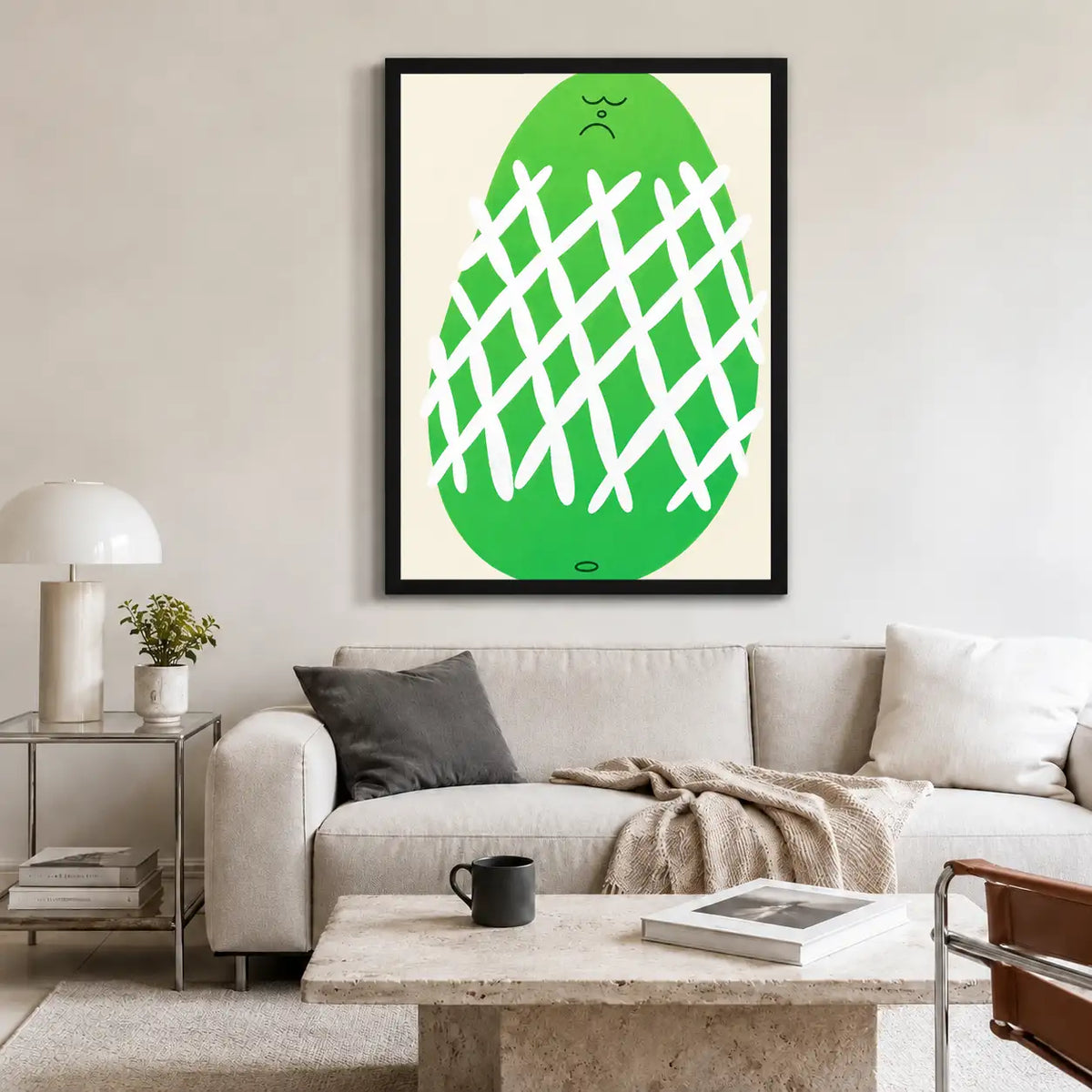 Playful Green Pineapple Graphic Wall Art 2