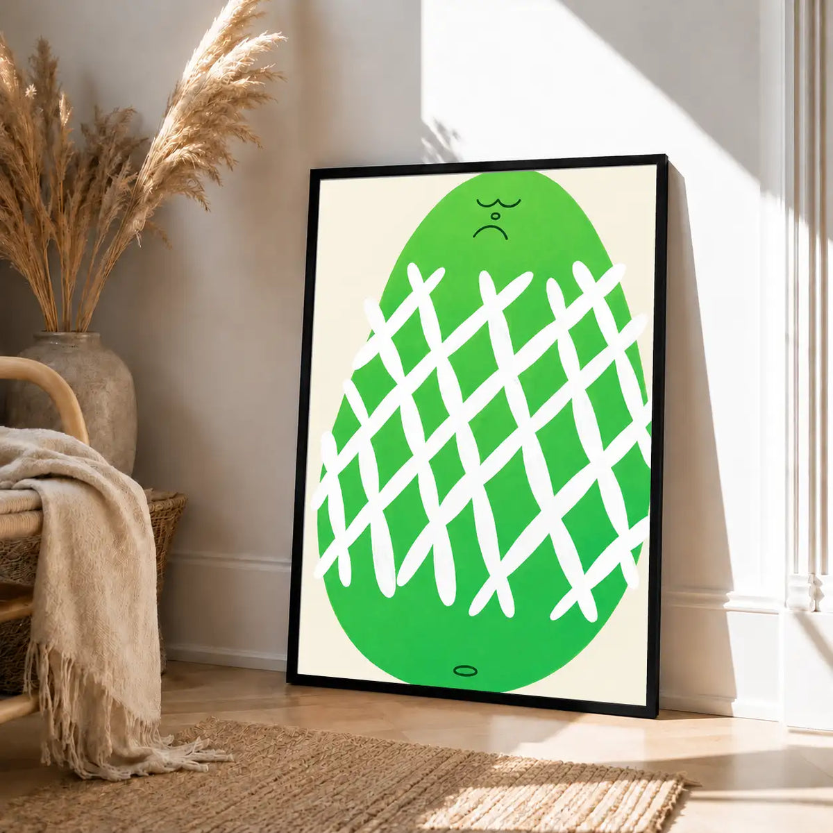 Playful Green Pineapple Graphic Wall Art 4