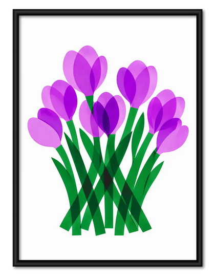 Purple Crocus Bouquet Botanical Wall Art