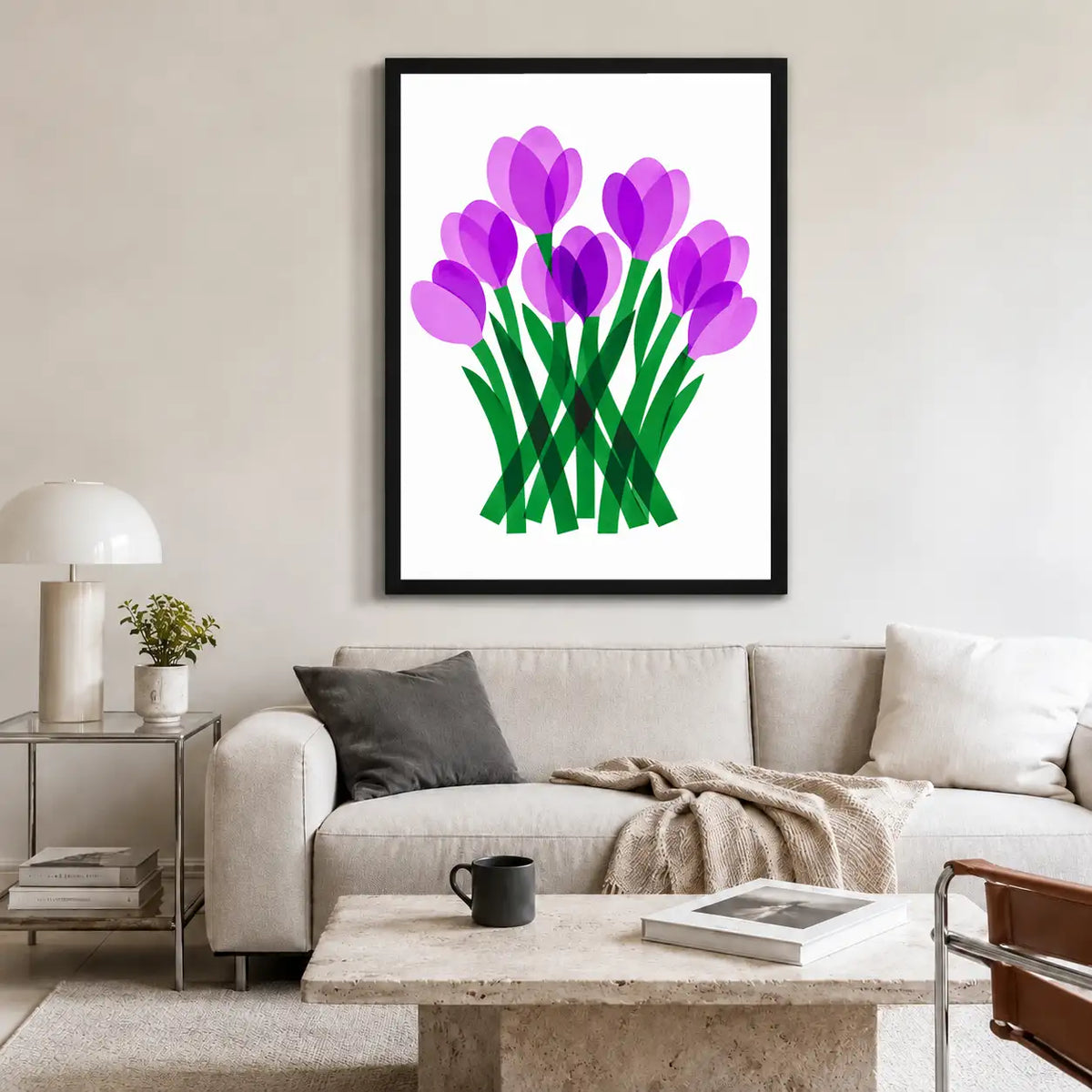Purple Crocus Bouquet Botanical Wall Art 2