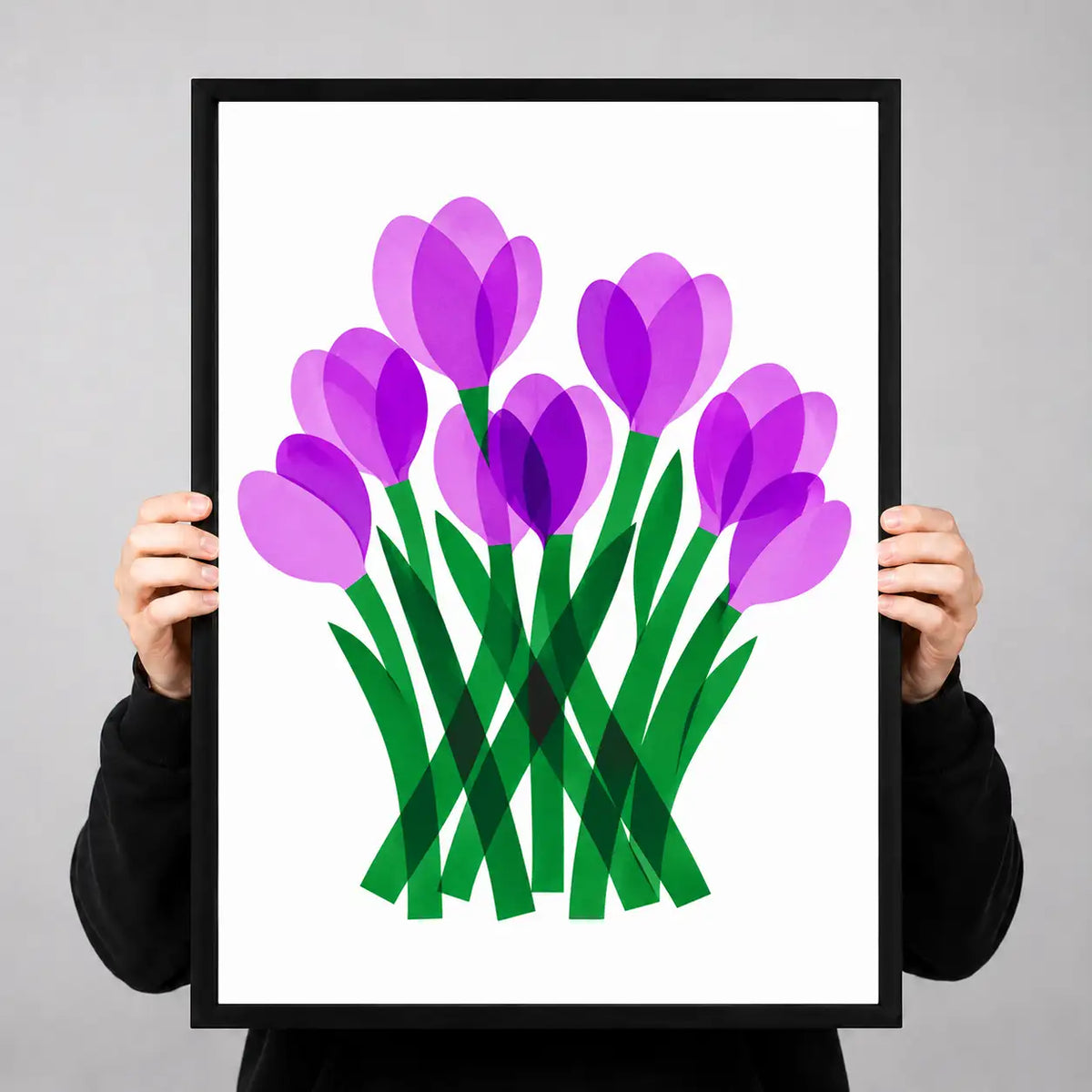 Purple Crocus Bouquet Botanical Wall Art 3