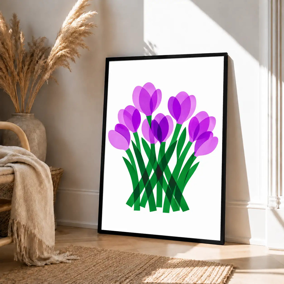 Purple Crocus Bouquet Botanical Wall Art 4
