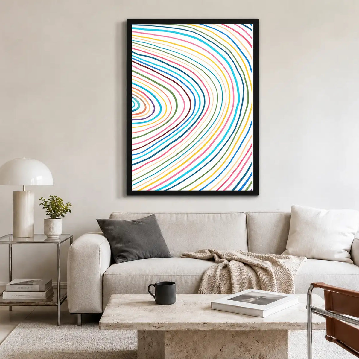 Rainbow Contour Waves Abstract Wall Art 2