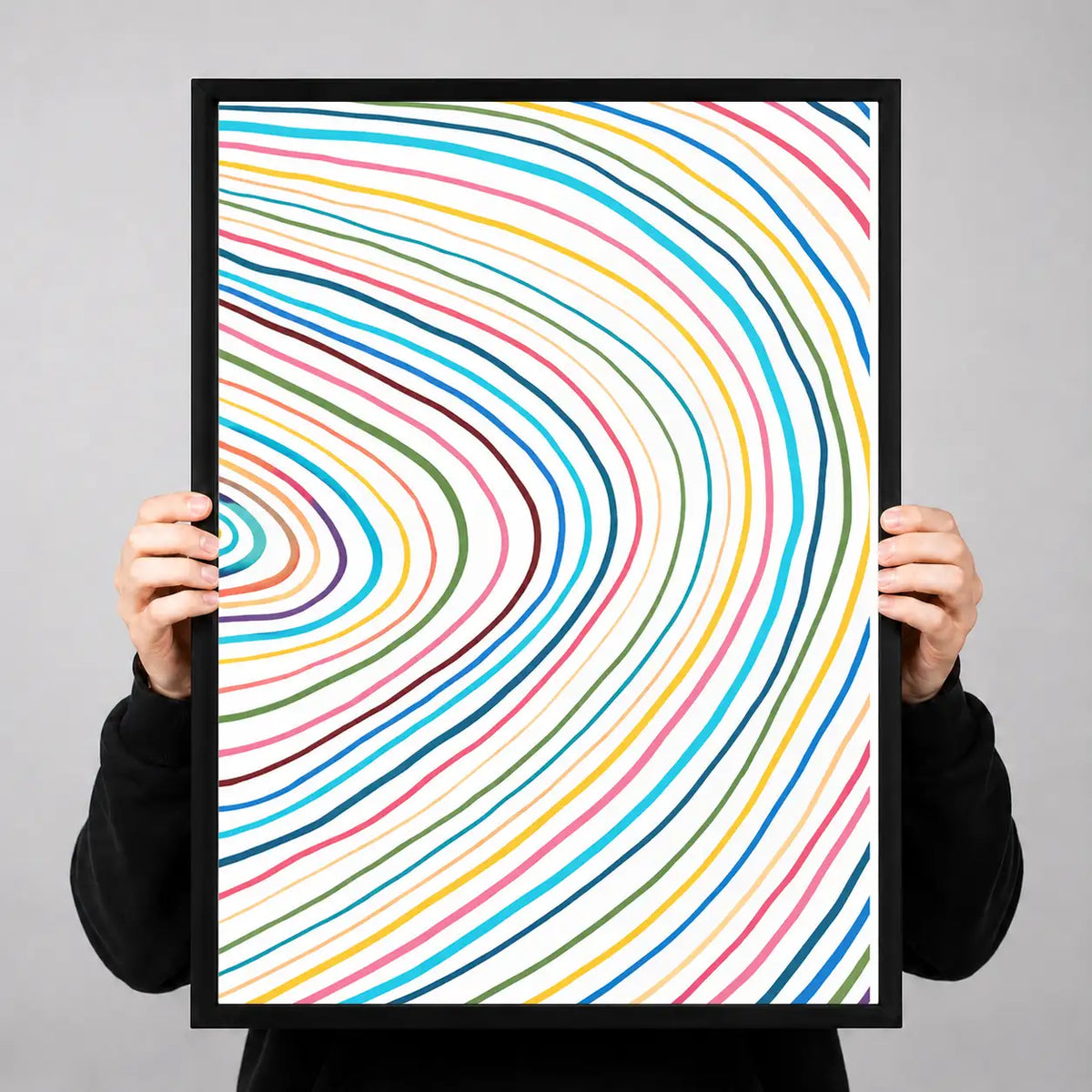 Rainbow Contour Waves Abstract Wall Art 3