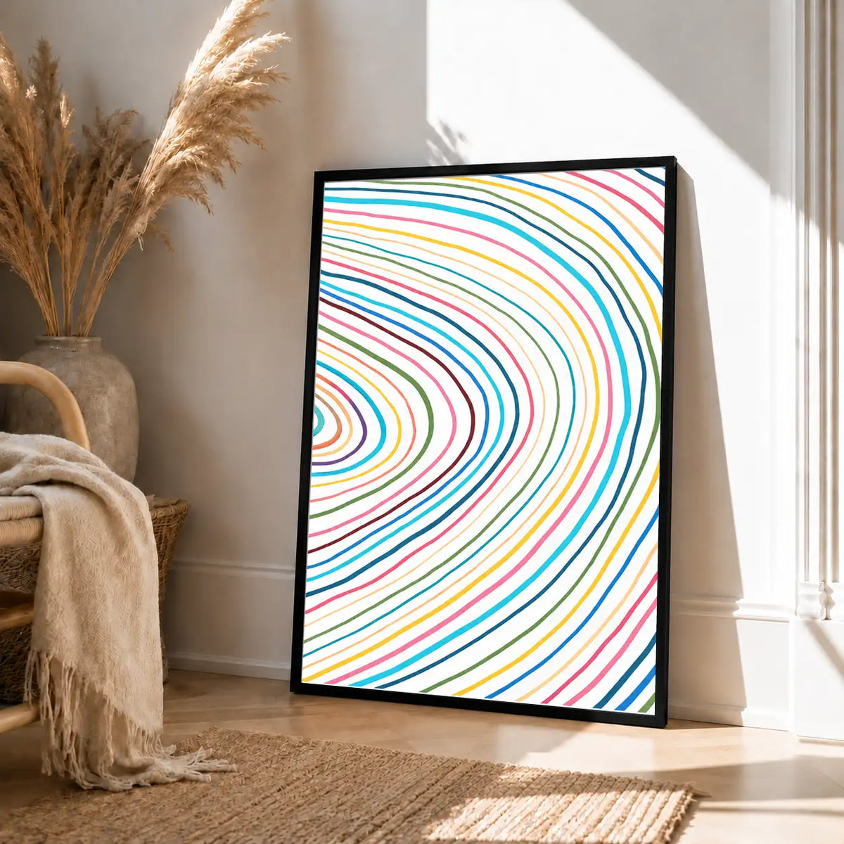Rainbow Contour Waves Abstract Wall Art 4