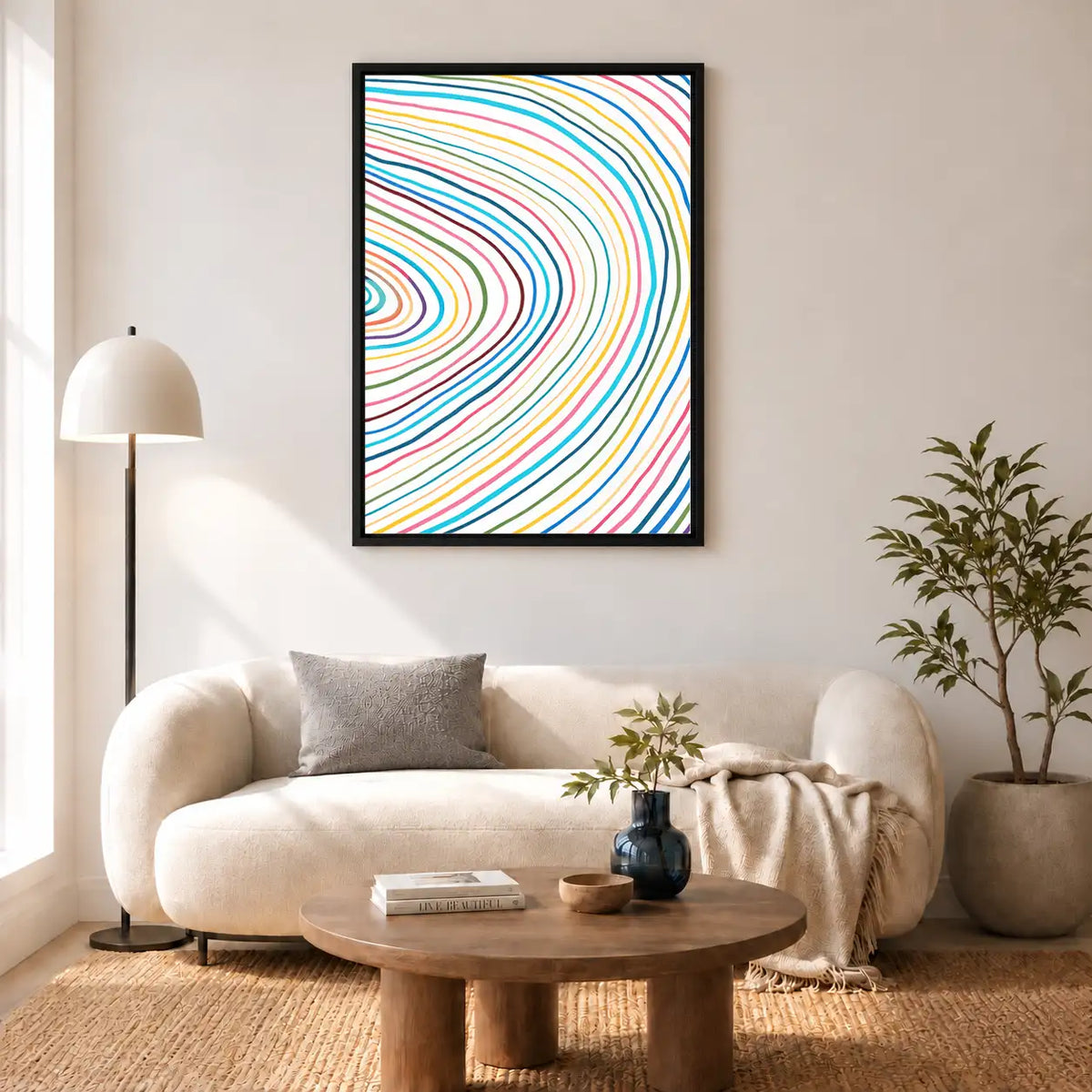 Rainbow Contour Waves Abstract Wall Art 5
