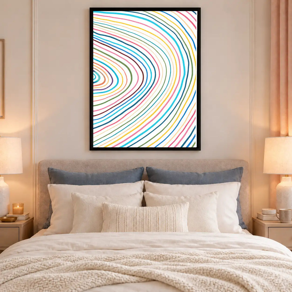 Rainbow Contour Waves Abstract Wall Art 6