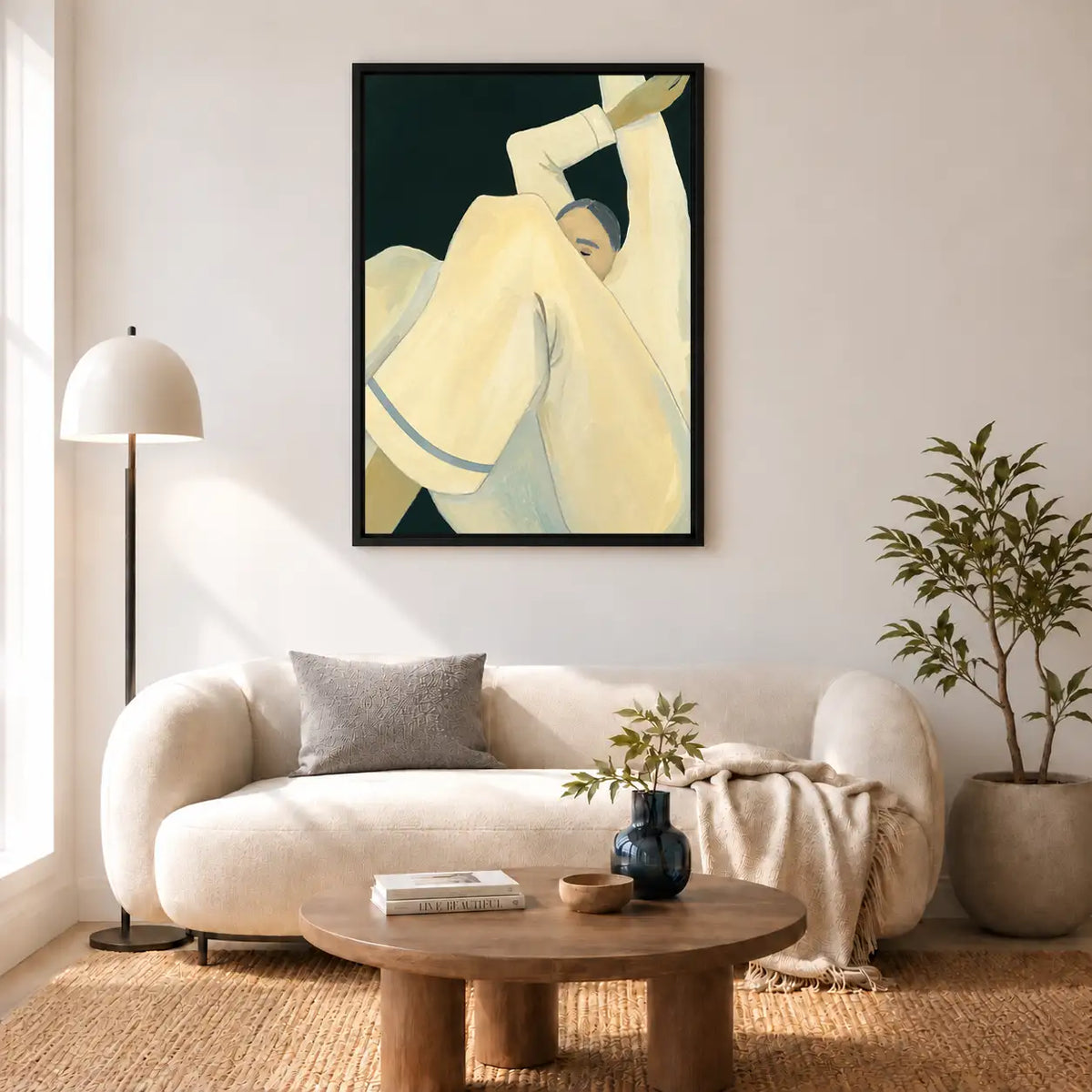 Reclining Cream Figure Modern Wall Art 5