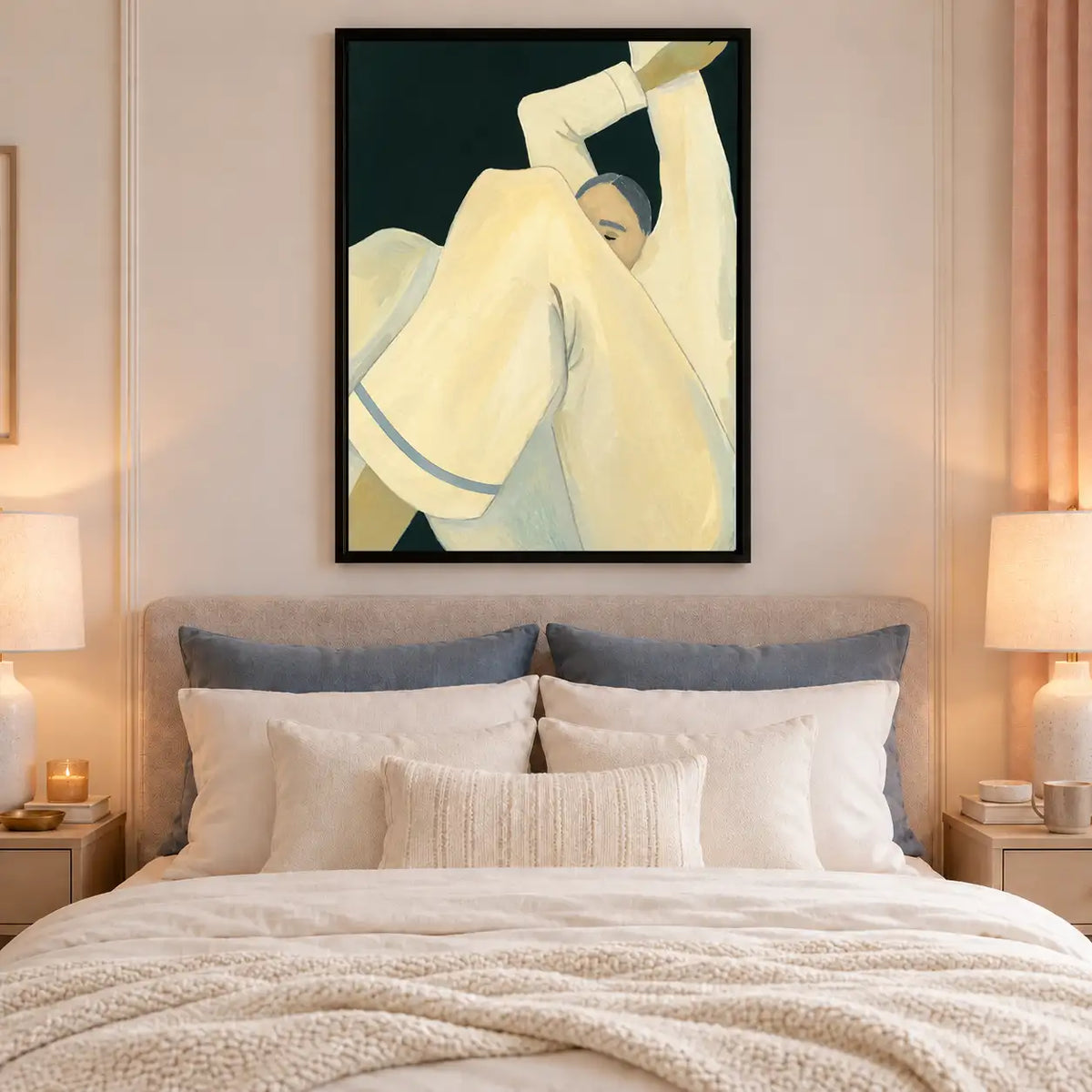Reclining Cream Figure Modern Wall Art 6