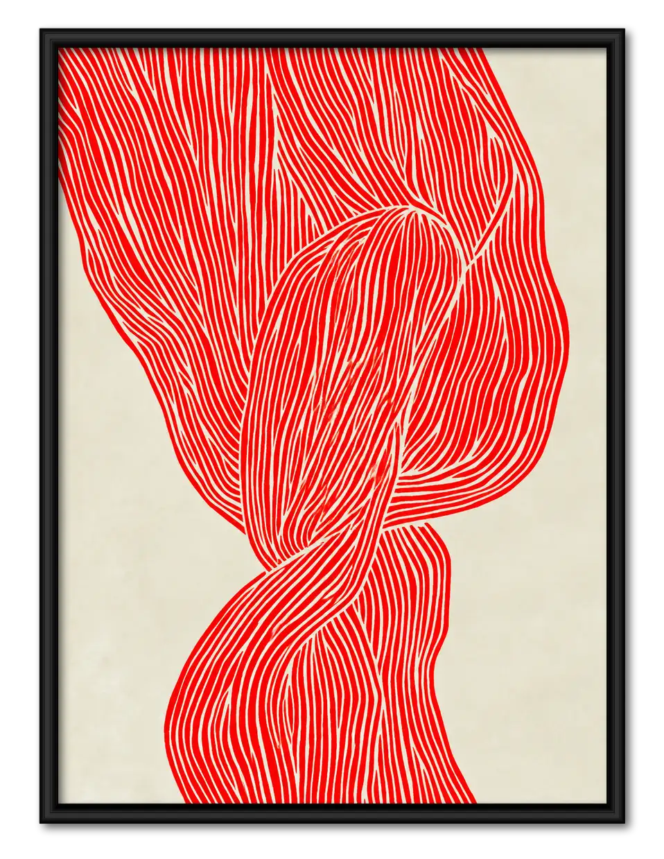 Red Flowing Ribbon Abstract Wall Art 1