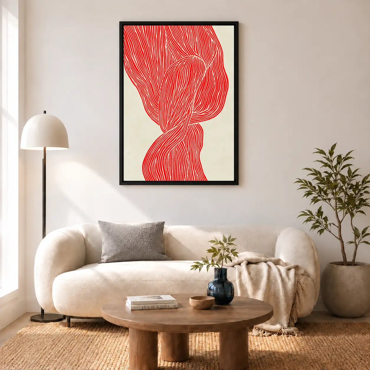 Red Flowing Ribbon Abstract Wall Art 5