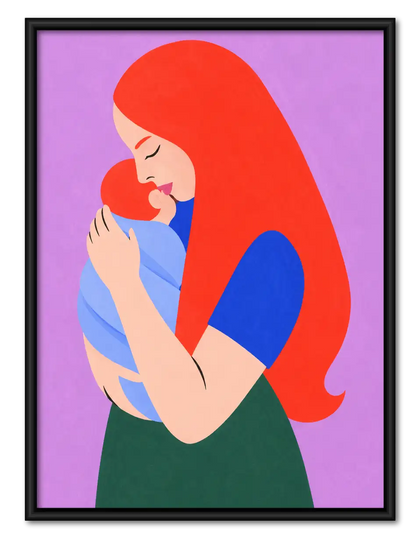 Red-Haired Woman Hugging Cat Wall Art