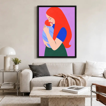 Red-Haired Woman Hugging Cat Wall Art 2