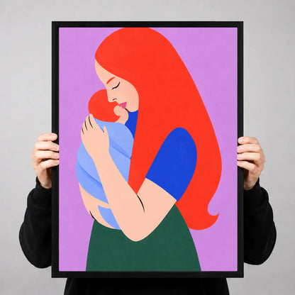 Red-Haired Woman Hugging Cat Wall Art 3