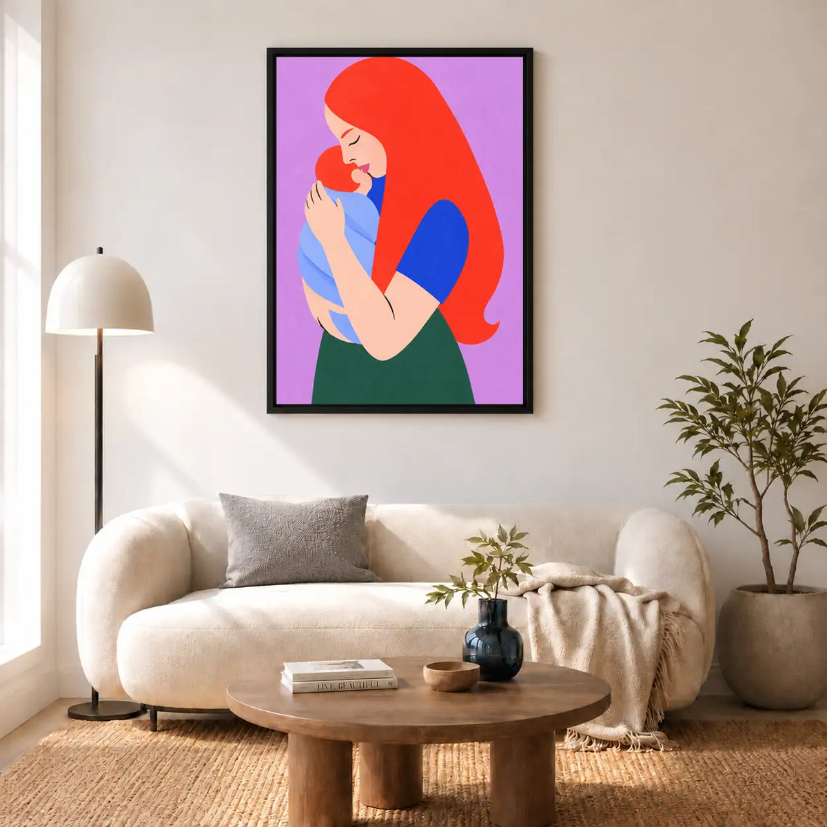 Red-Haired Woman Hugging Cat Wall Art 5