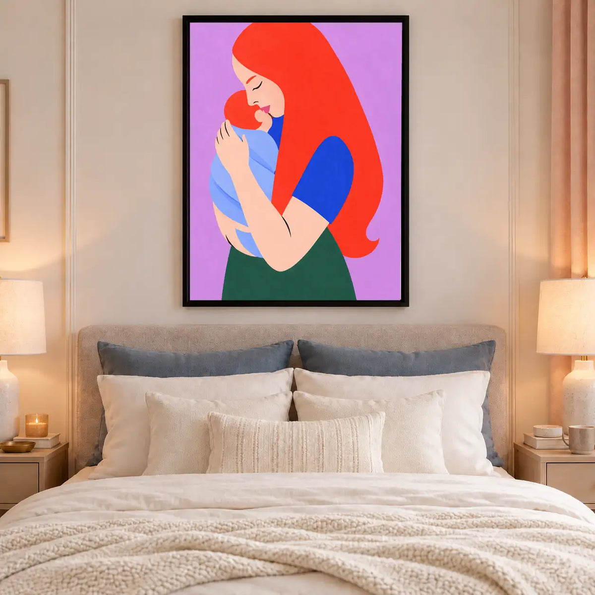 Red-Haired Woman Hugging Cat Wall Art 6