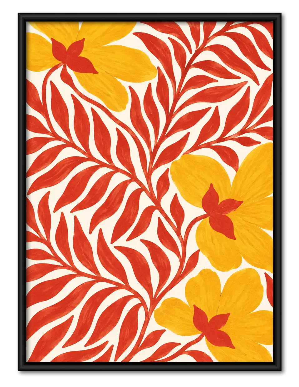 Red Leaves and Golden Flowers Wall Art 1