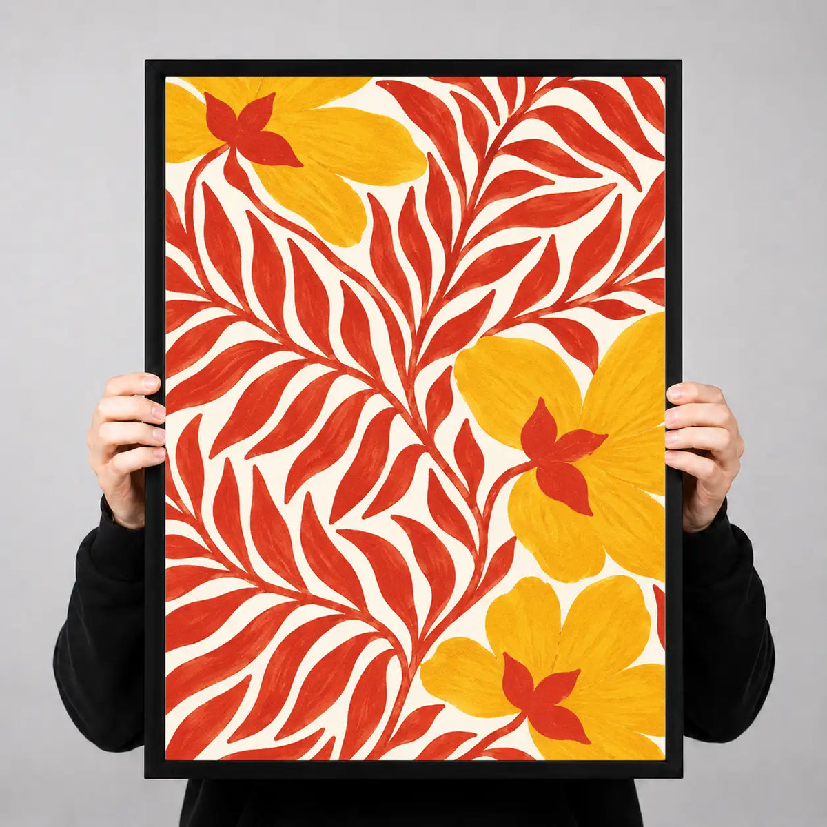 Red Leaves and Golden Flowers Wall Art 3