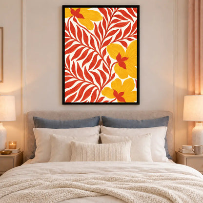 Red Leaves and Golden Flowers Wall Art 6