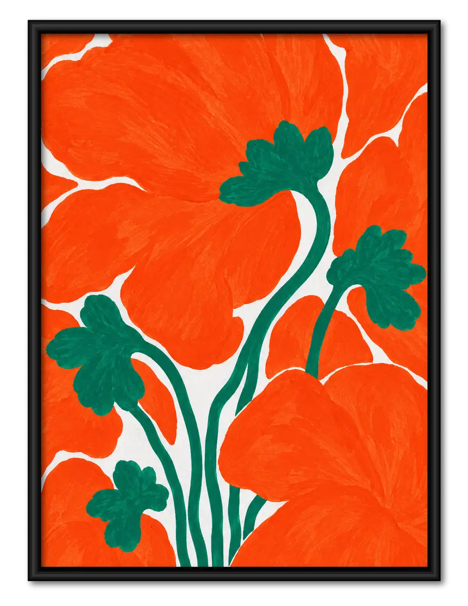 Red Poppies on Orange Wall Art 1