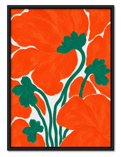 Red Poppies on Orange Wall Art