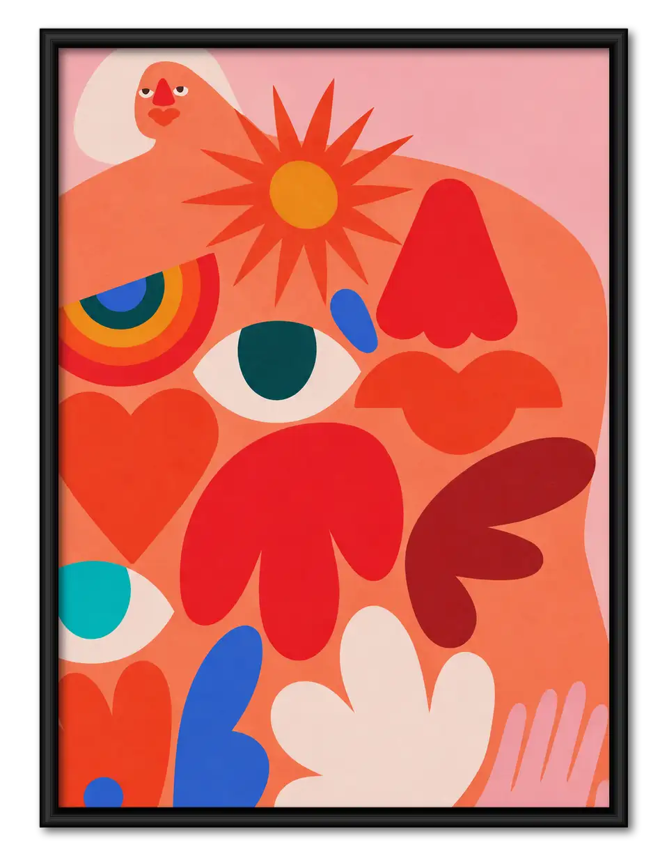 Retro Coral Floral Garden Wall Art 1