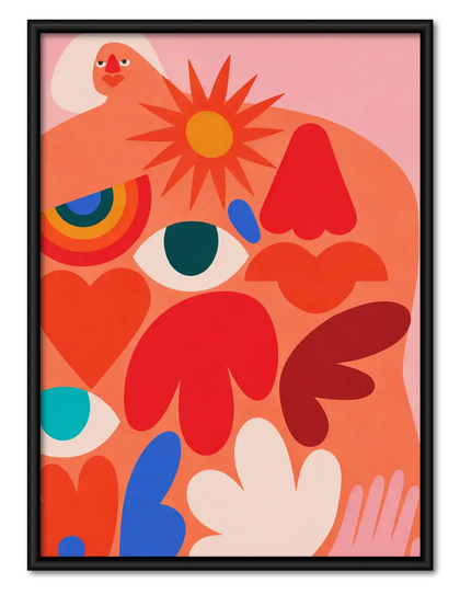 Retro Coral Floral Garden Wall Art