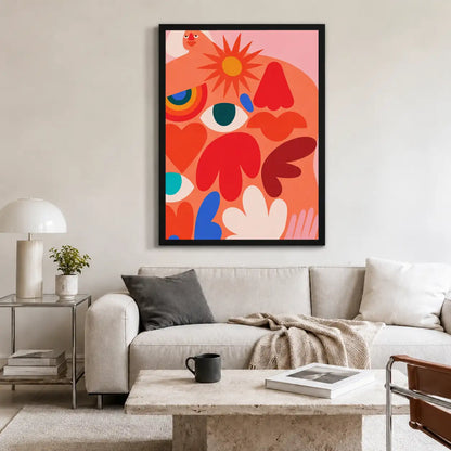 Retro Coral Floral Garden Wall Art 2