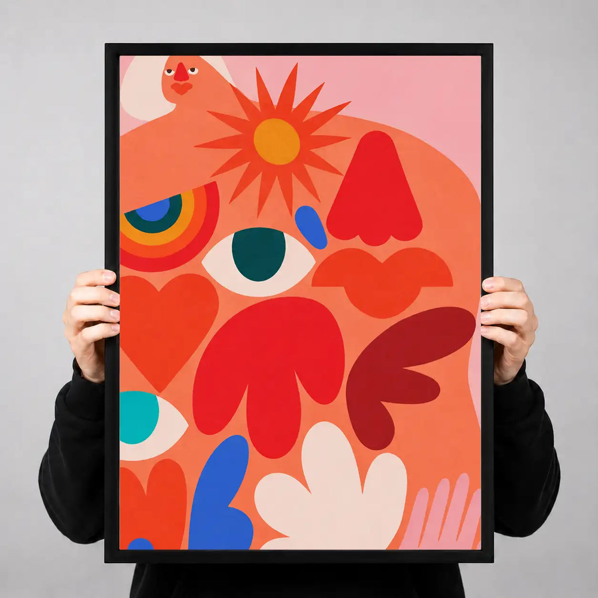 Retro Coral Floral Garden Wall Art 3