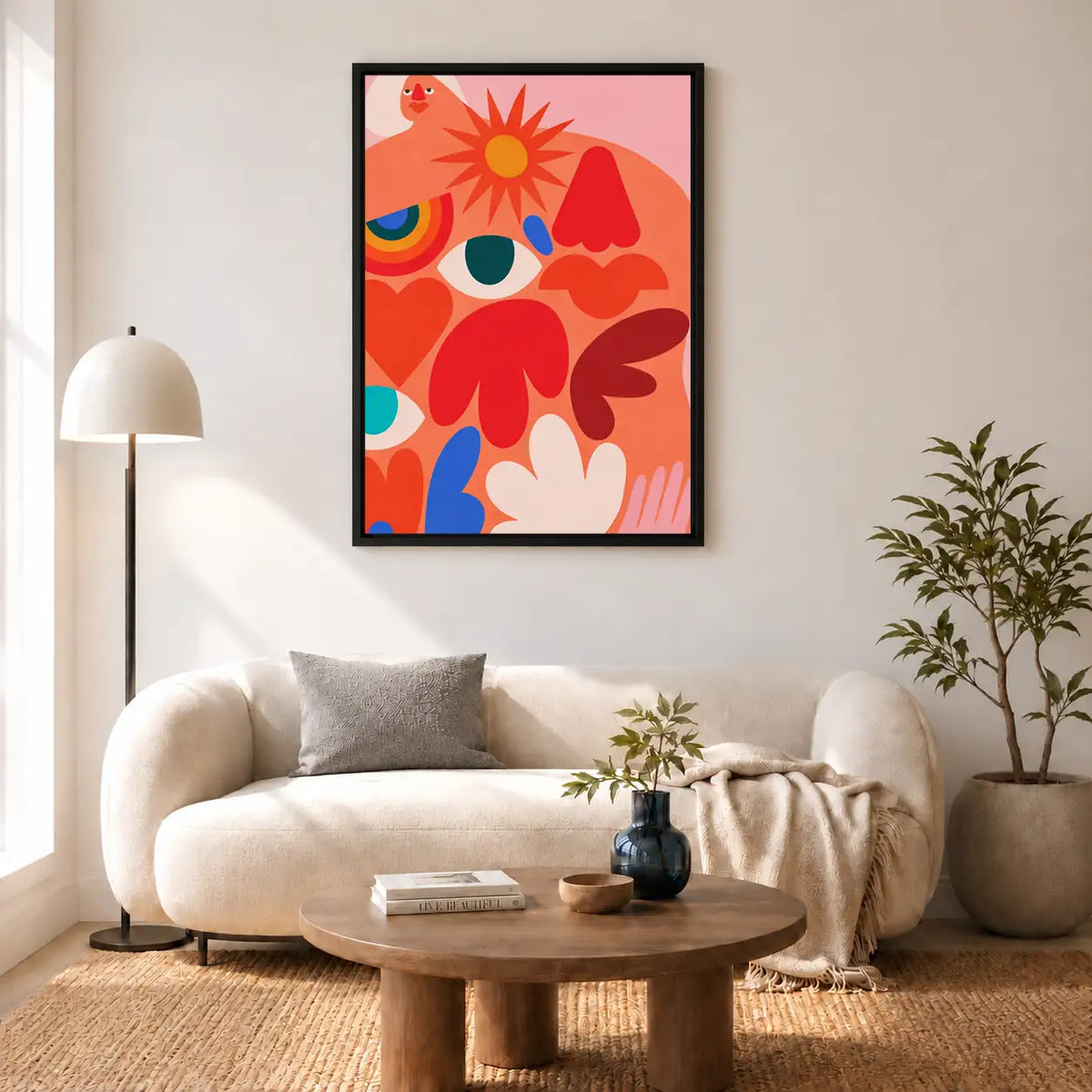 Retro Coral Floral Garden Wall Art 5