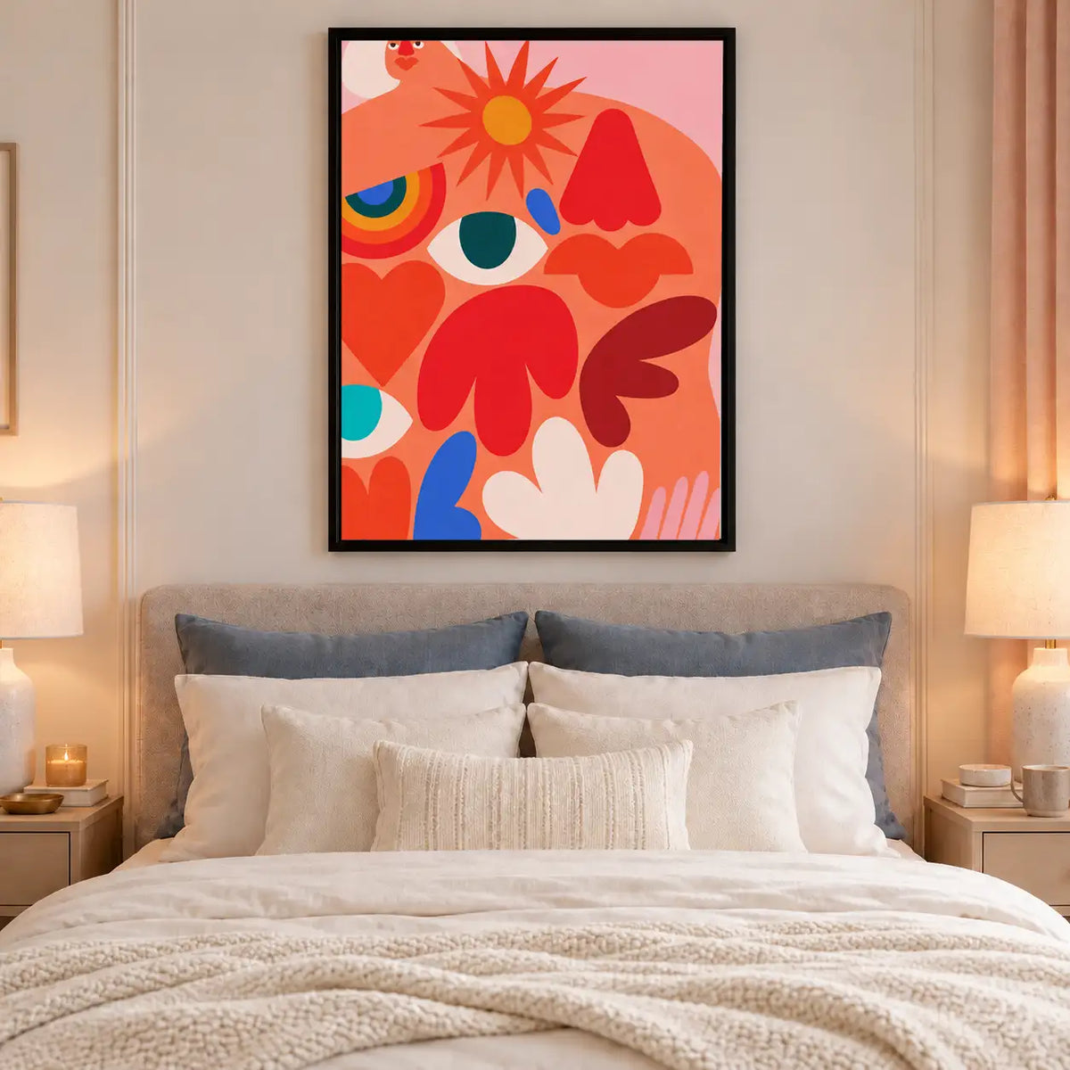 Retro Coral Floral Garden Wall Art 6