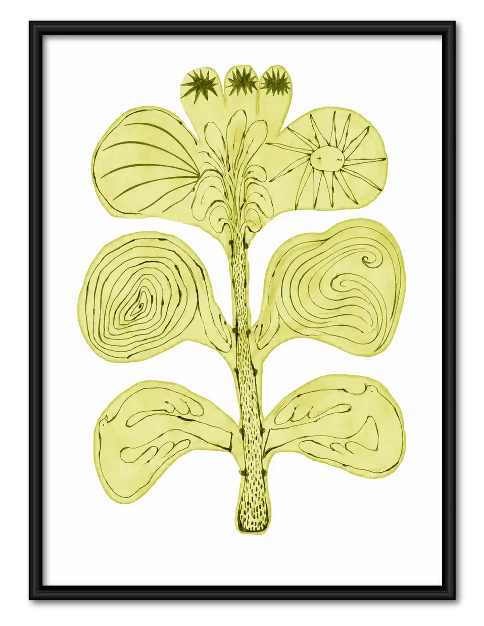 Sculptural Green Botanical Stem Wall Art 1