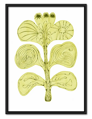 Sculptural Green Botanical Stem Wall Art