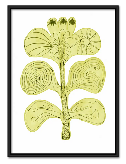 Sculptural Green Botanical Stem Wall Art 1