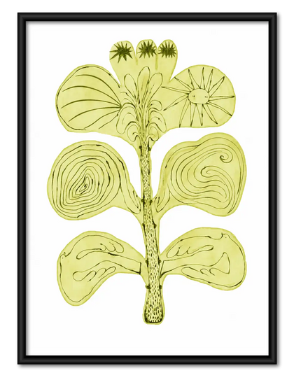 Sculptural Green Botanical Stem Wall Art