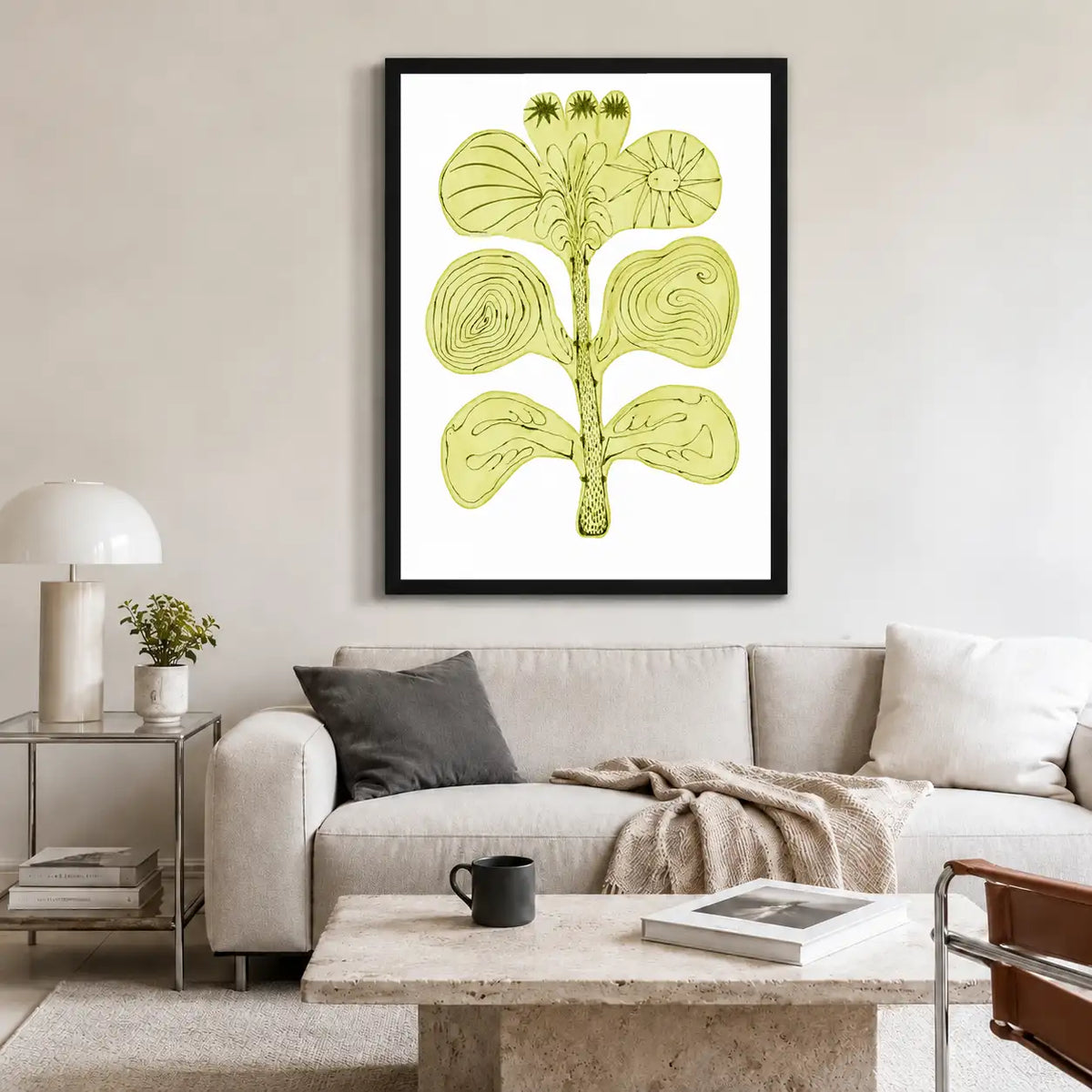 Sculptural Green Botanical Stem Wall Art 2