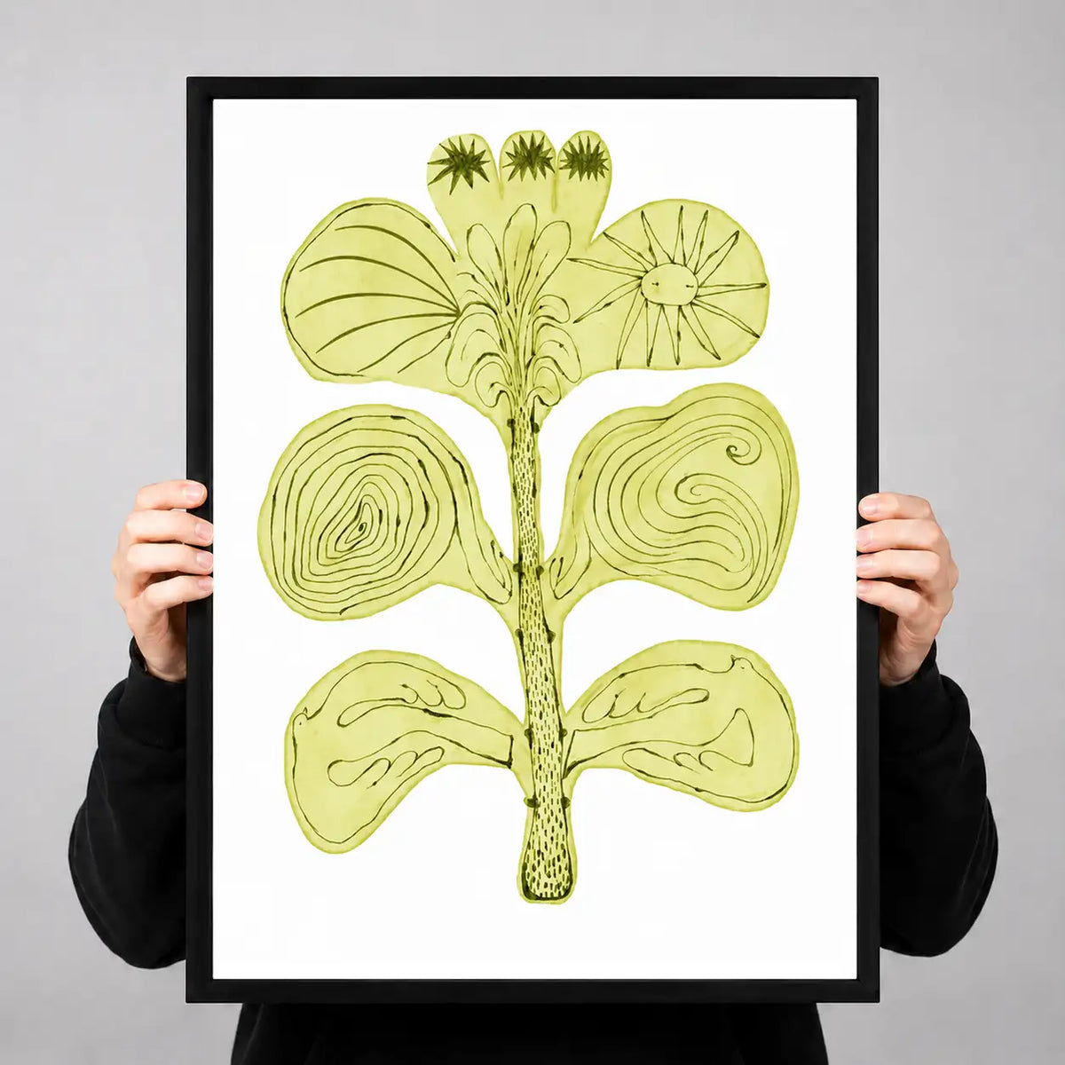 Sculptural Green Botanical Stem Wall Art 3