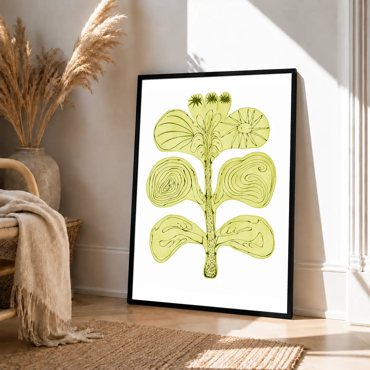 Sculptural Green Botanical Stem Wall Art 4
