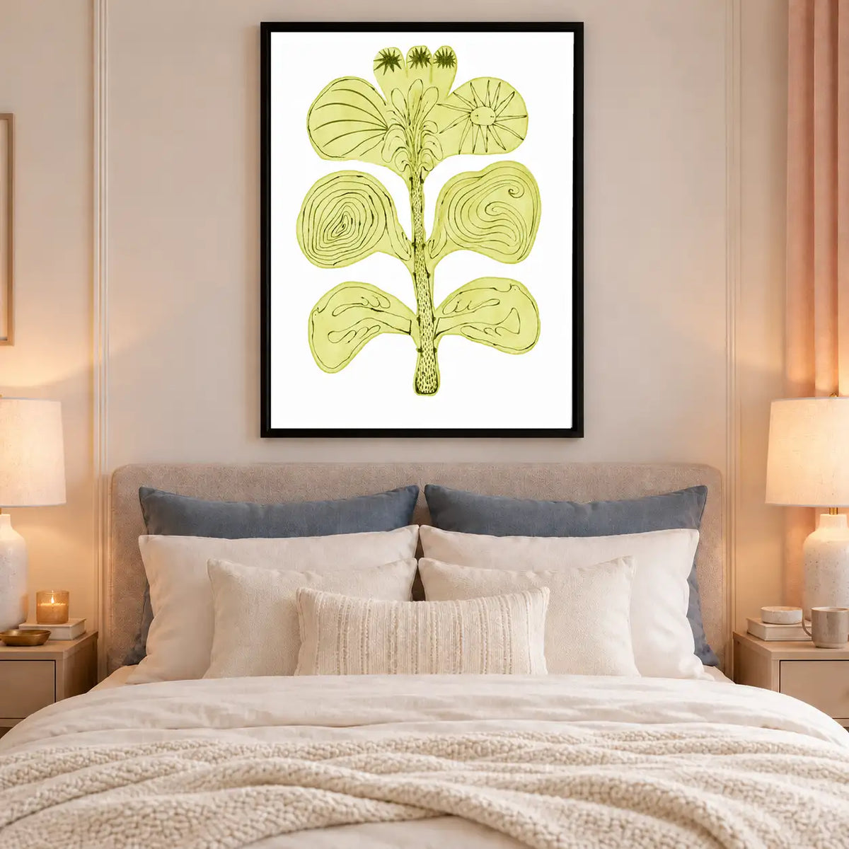 Sculptural Green Botanical Stem Wall Art 6