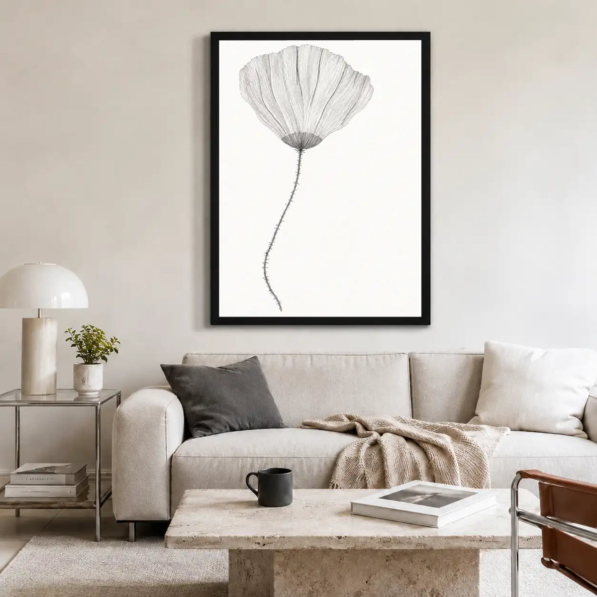 Soft Gray Poppy Botanical Wall Art 2