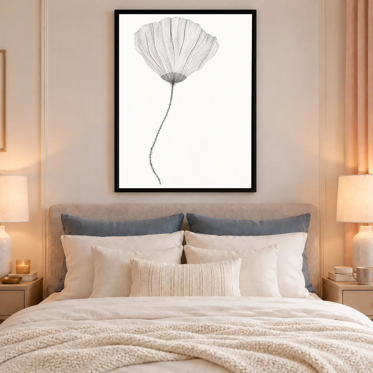 Soft Gray Poppy Botanical Wall Art 6