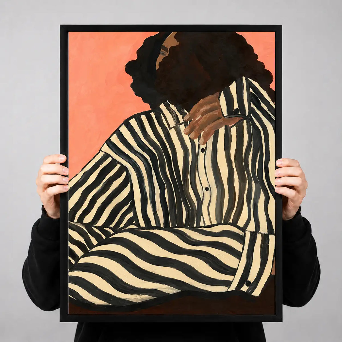 Striped Seated Woman Portrait Wall Art 3