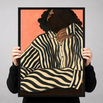 Striped Seated Woman Portrait Wall Art 3