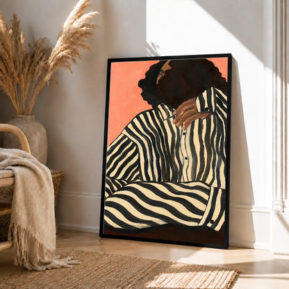 Striped Seated Woman Portrait Wall Art 4