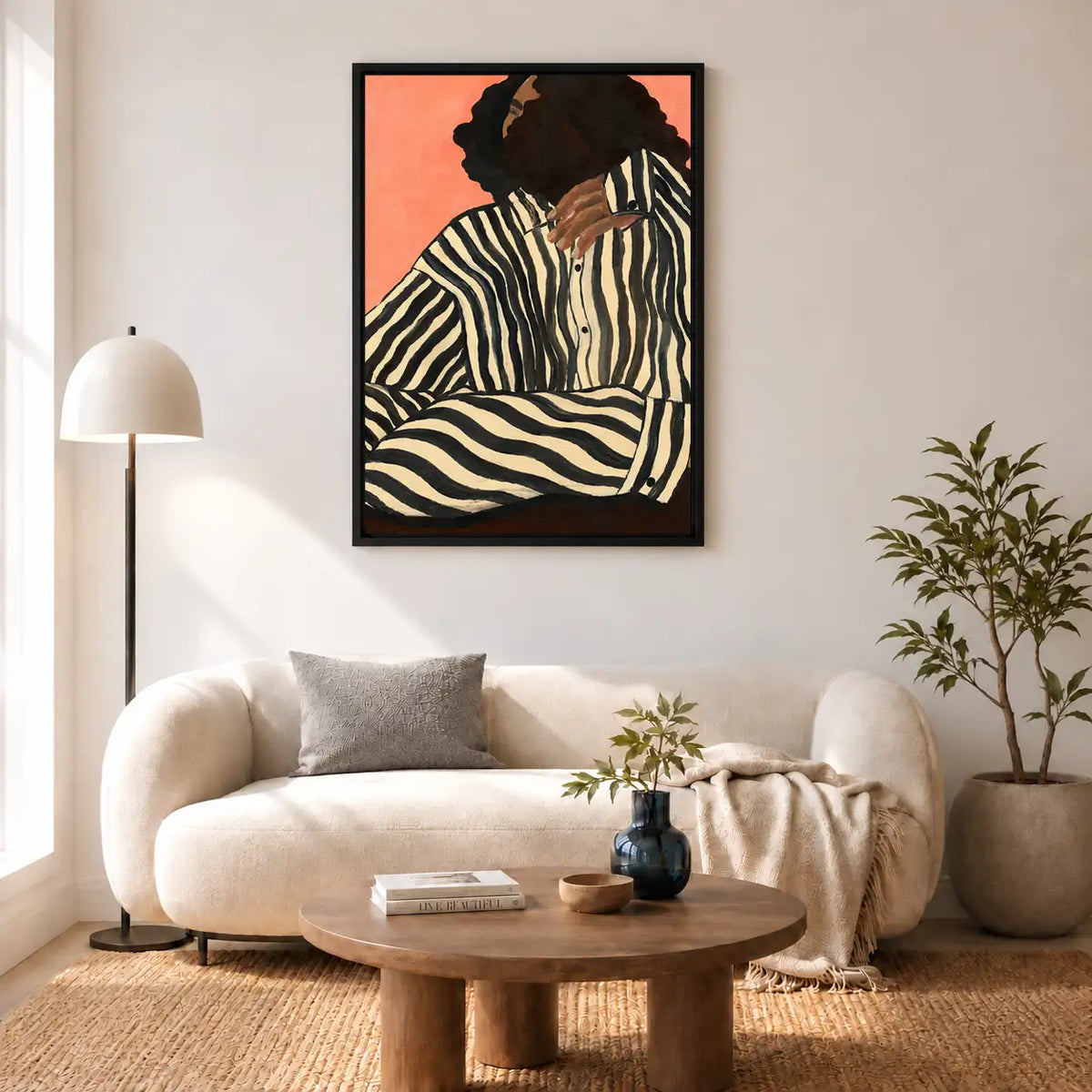 Striped Seated Woman Portrait Wall Art 5