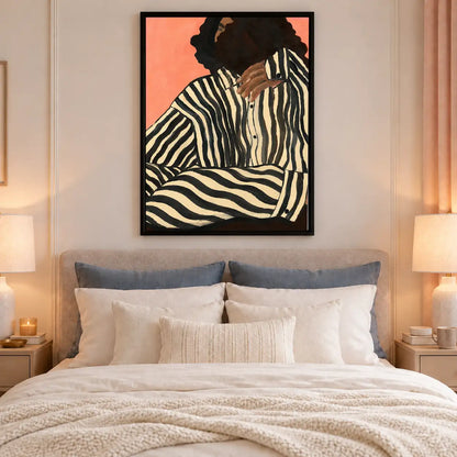 Striped Seated Woman Portrait Wall Art 6