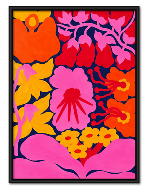 Vibrant Neon Flower Garden Wall Art