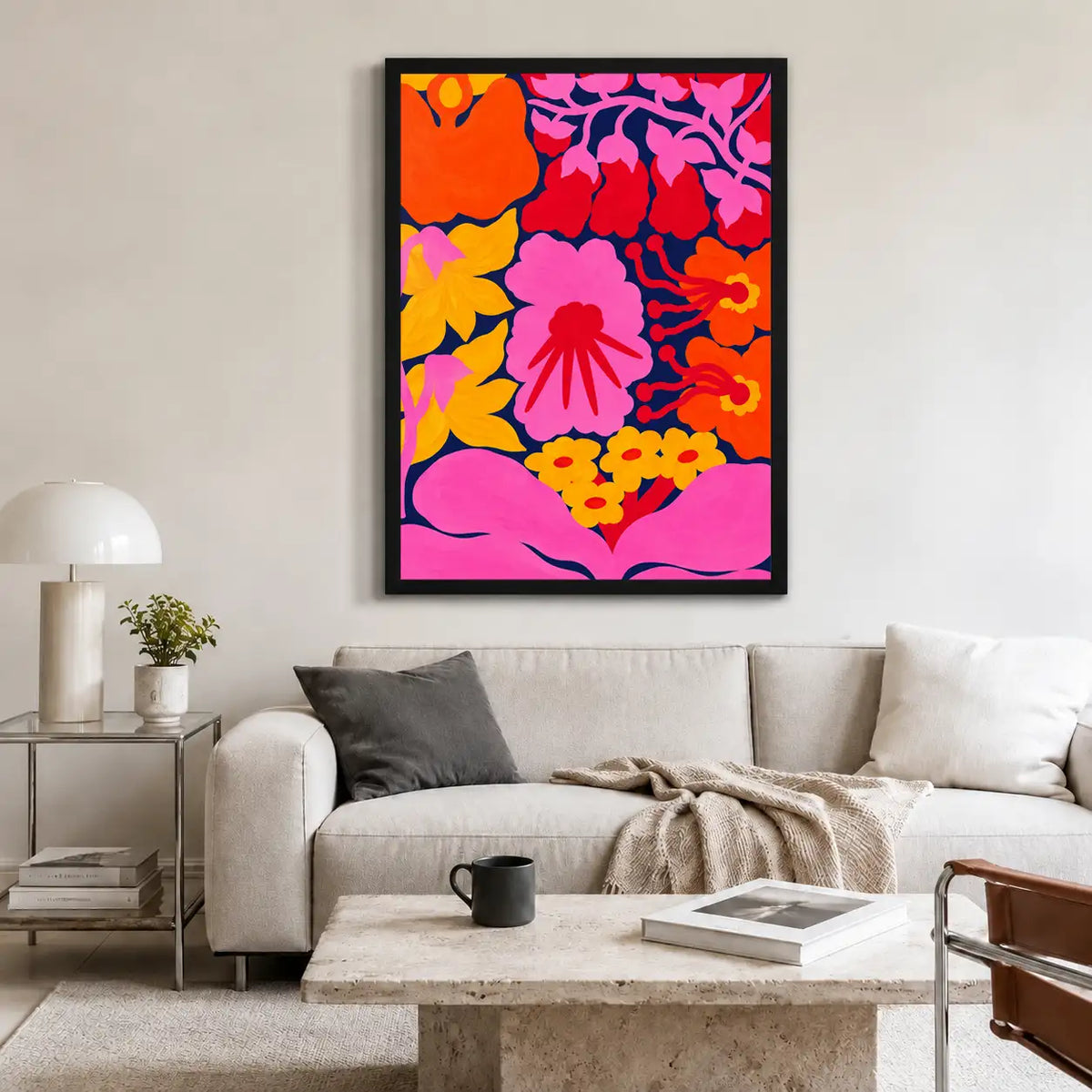 Vibrant Neon Flower Garden Wall Art 2