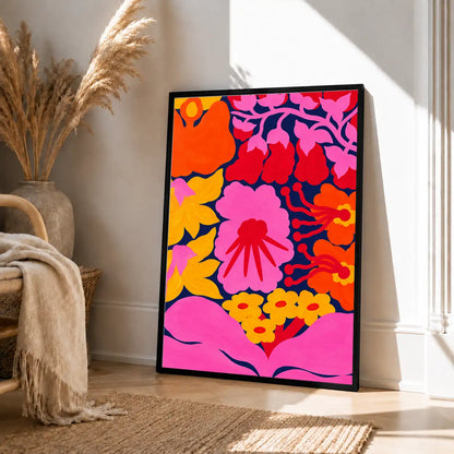 Vibrant Neon Flower Garden Wall Art 4