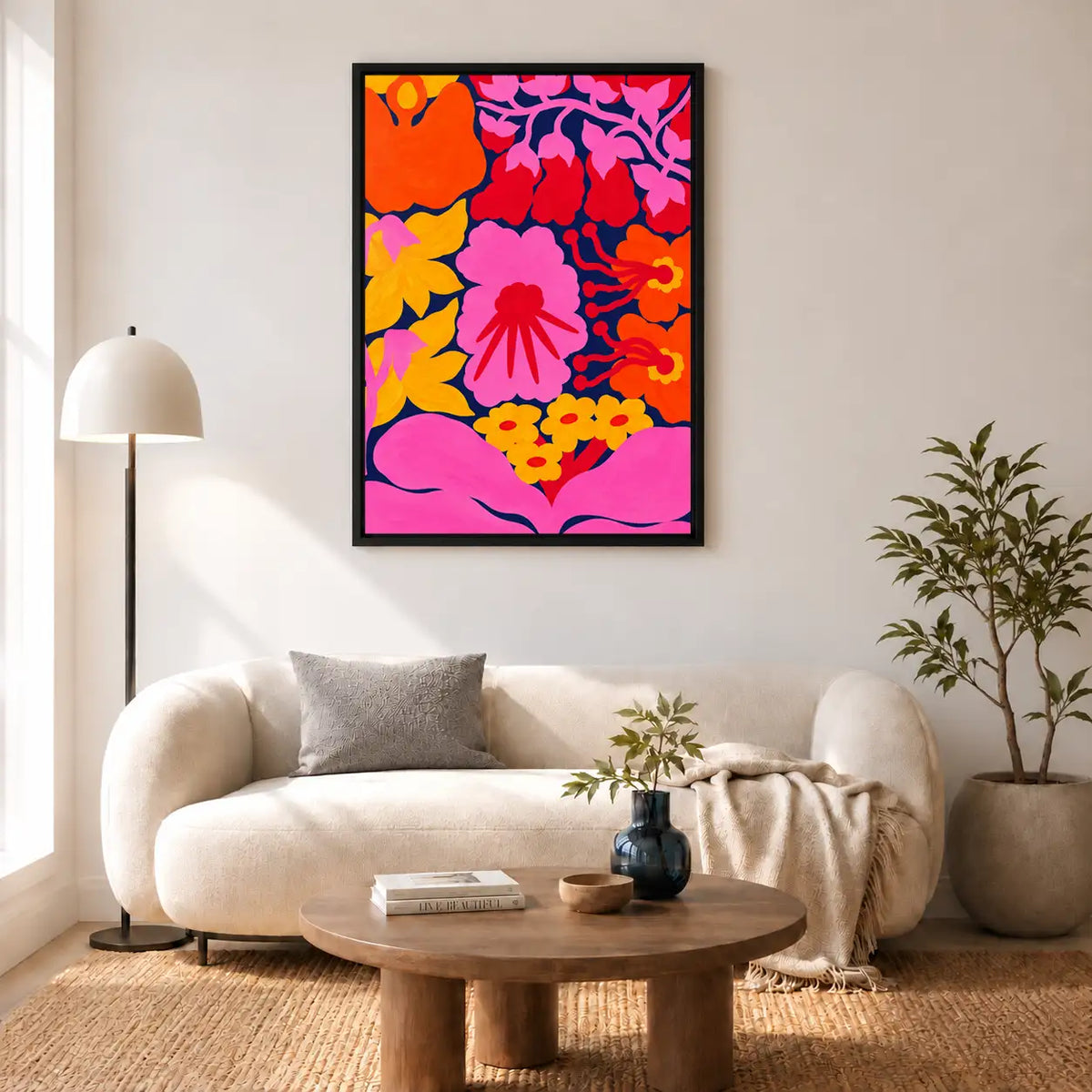 Vibrant Neon Flower Garden Wall Art 5